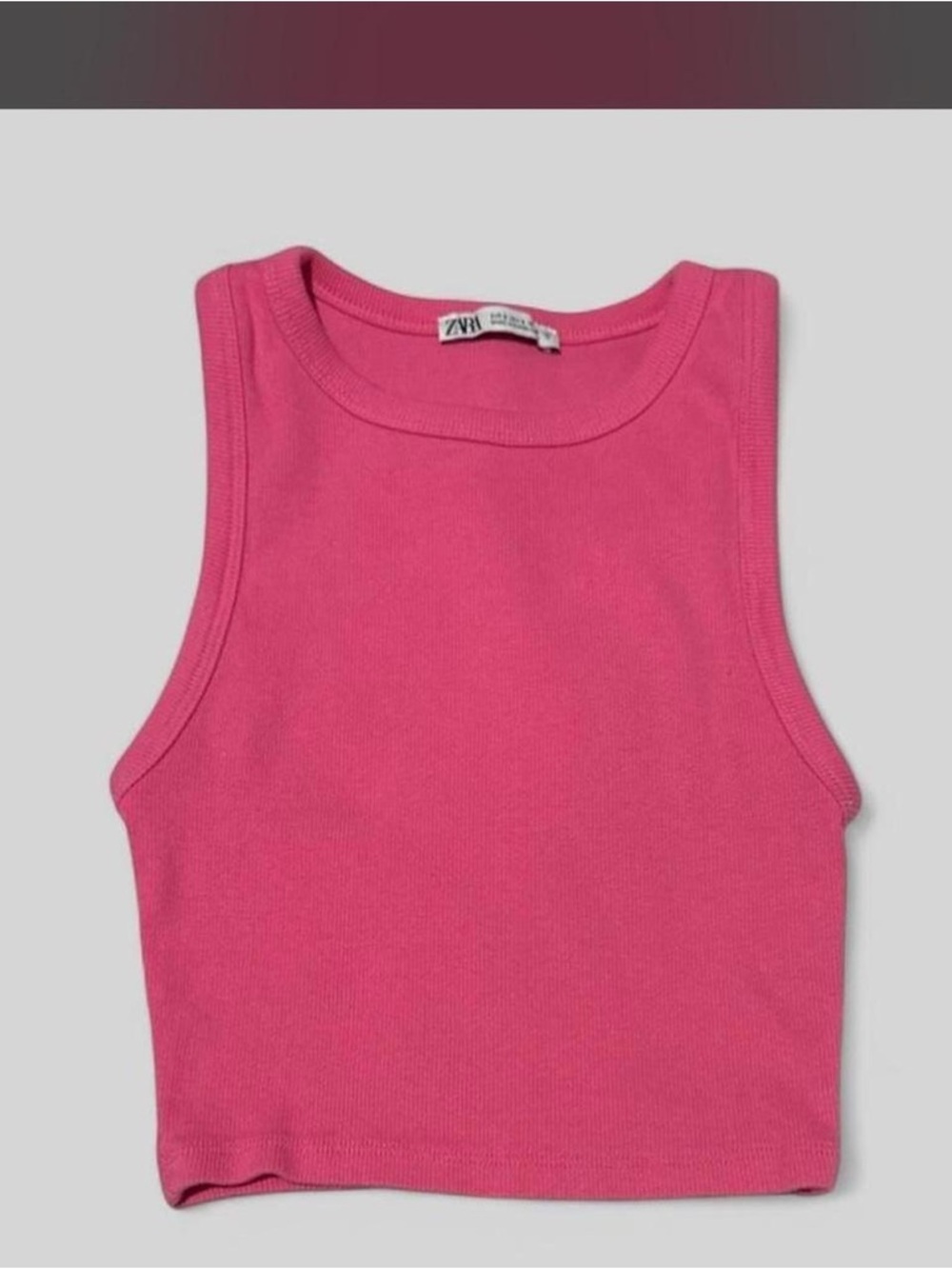 Zara Hot Pink Ribbed Cropped Tank